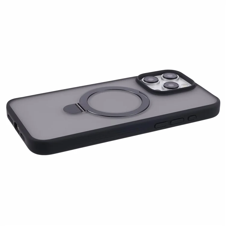MUTURAL For iPhone 15 Pro Max Magnetic Case TPU+PC Kickstand Phone Cover - Black