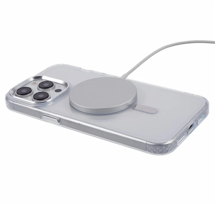 DFANS Pour iPhone 15 Pro Coque Magnétique Compatible avec MagSafe TPU+PC Housse - Transparent