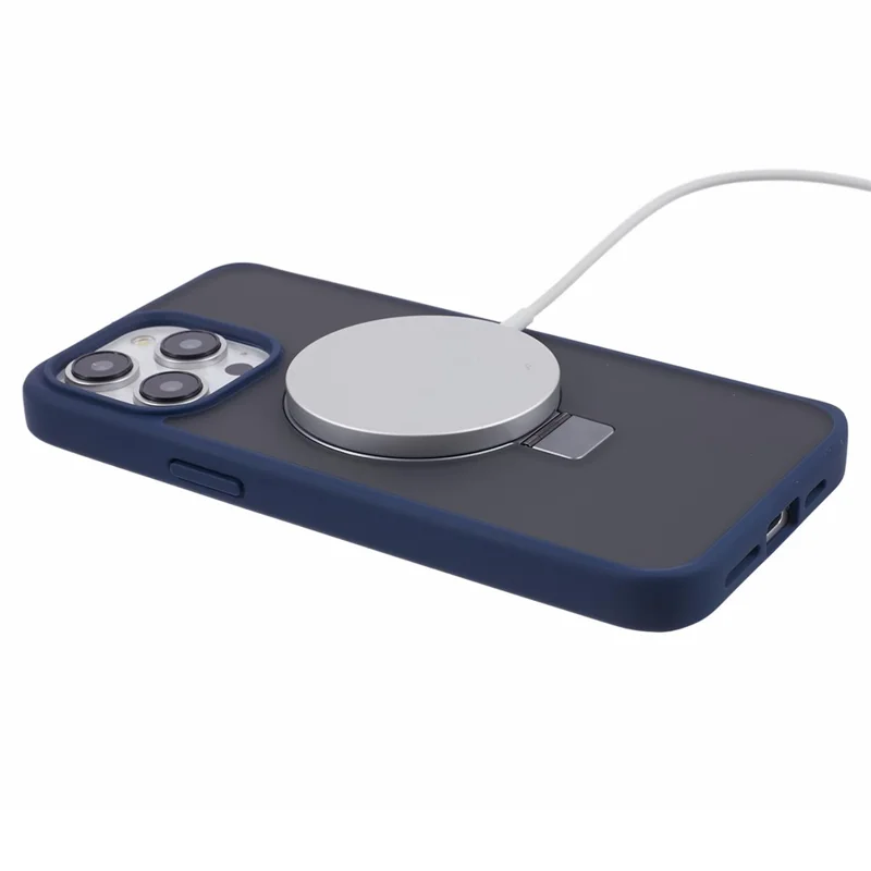 DFANS For iPhone 15 Pro Phone Case Ring Kickstand Cover Compatible with MagSafe - Blue