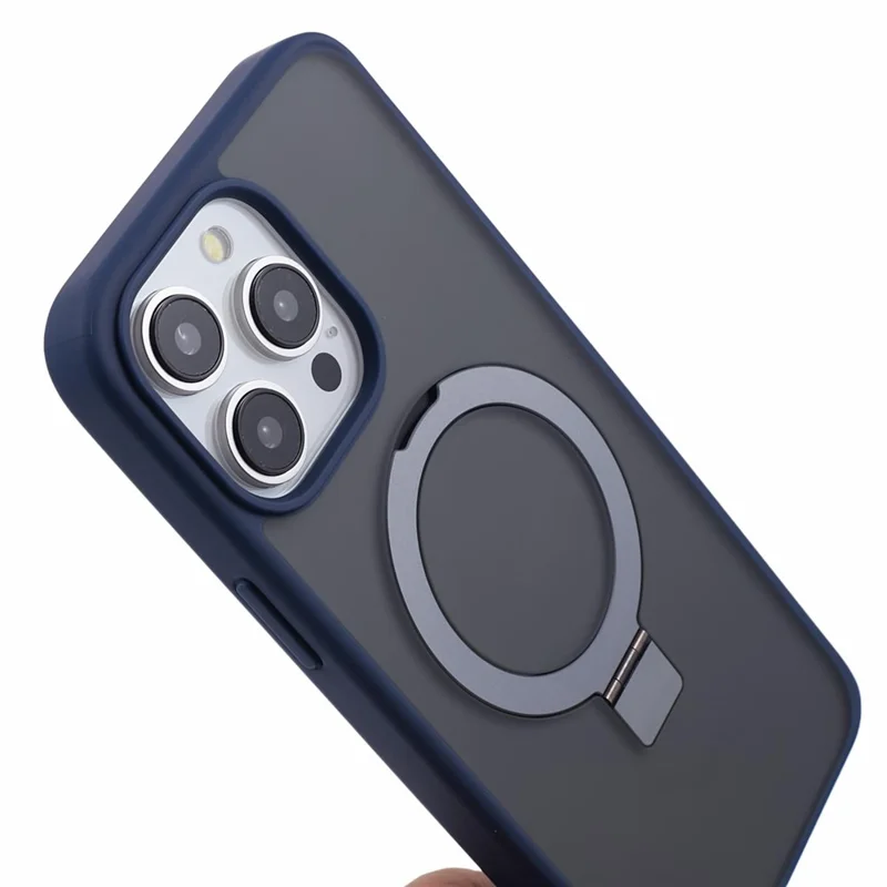 DFANS For iPhone 15 Pro Phone Case Ring Kickstand Cover Compatible with MagSafe - Blue