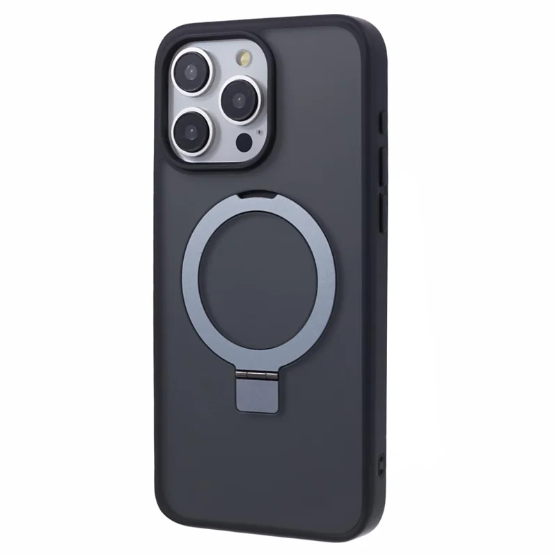 DFANS For iPhone 15 Pro Max Phone Case Magnetic Ring Kickstand Drop Protection Cover - Black