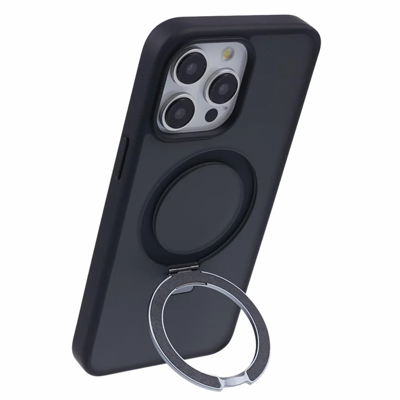 DFANS For iPhone 15 Pro Max Phone Case Magnetic Ring Kickstand Drop Protection Cover - Black