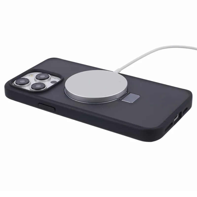 DFANS For iPhone 15 Pro Max Phone Case Magnetic Ring Kickstand Drop Protection Cover - Black