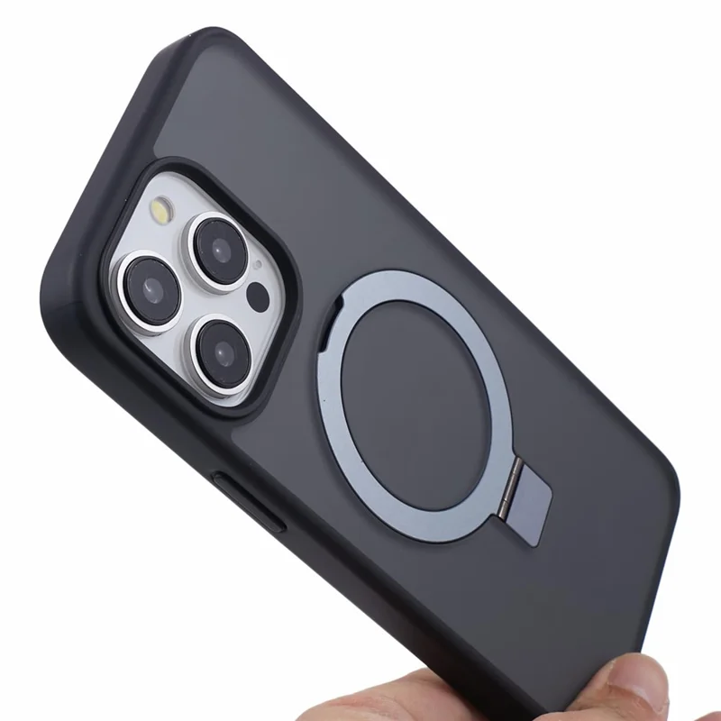 DFANS For iPhone 15 Pro Max Phone Case Magnetic Ring Kickstand Drop Protection Cover - Black