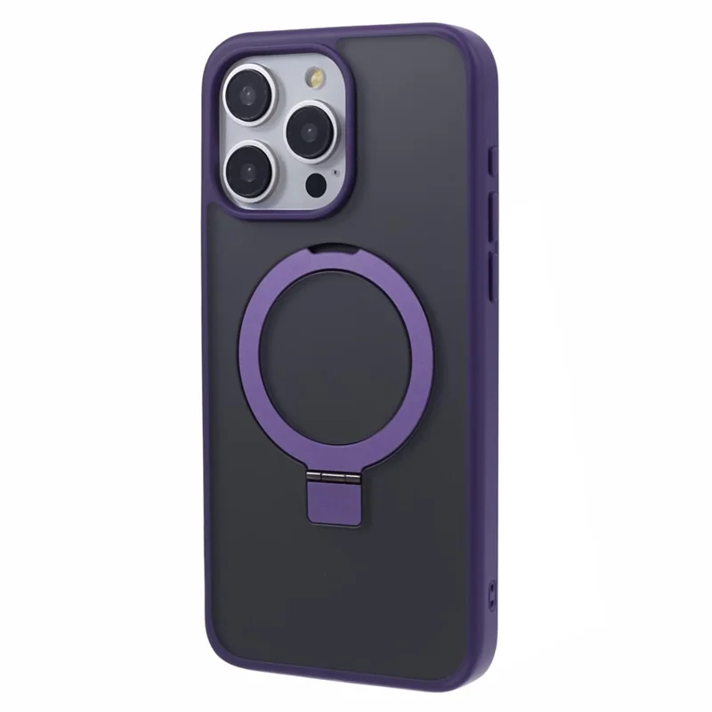 DFANS For iPhone 15 Pro Max Phone Case Magnetic Ring Kickstand Drop Protection Cover - Purple