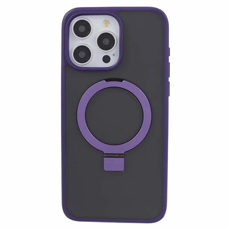 DFANS For iPhone 15 Pro Max Phone Case Magnetic Ring Kickstand Drop Protection Cover - Purple