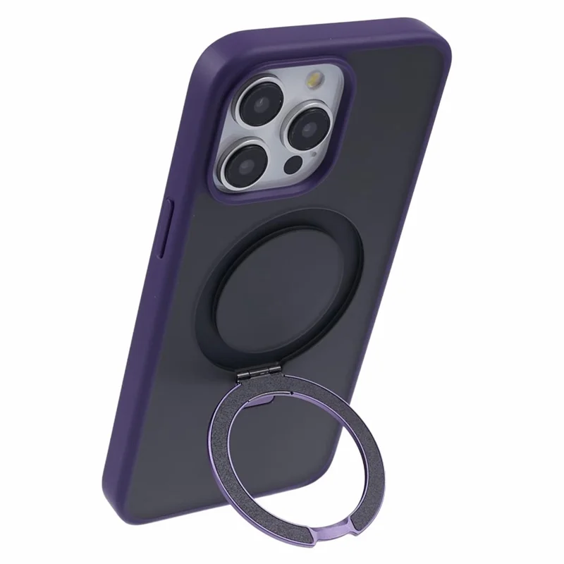 DFANS For iPhone 15 Pro Max Phone Case Magnetic Ring Kickstand Drop Protection Cover - Purple