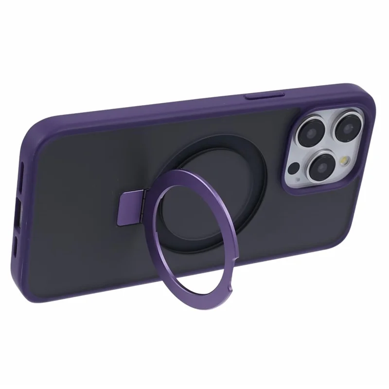 DFANS For iPhone 15 Pro Max Phone Case Magnetic Ring Kickstand Drop Protection Cover - Purple
