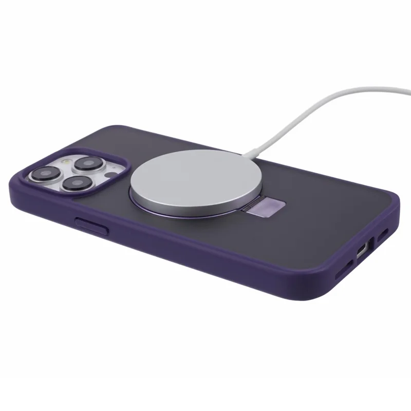 DFANS For iPhone 15 Pro Max Phone Case Magnetic Ring Kickstand Drop Protection Cover - Purple