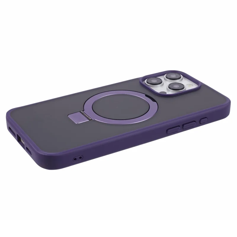 DFANS For iPhone 15 Pro Max Phone Case Magnetic Ring Kickstand Drop Protection Cover - Purple