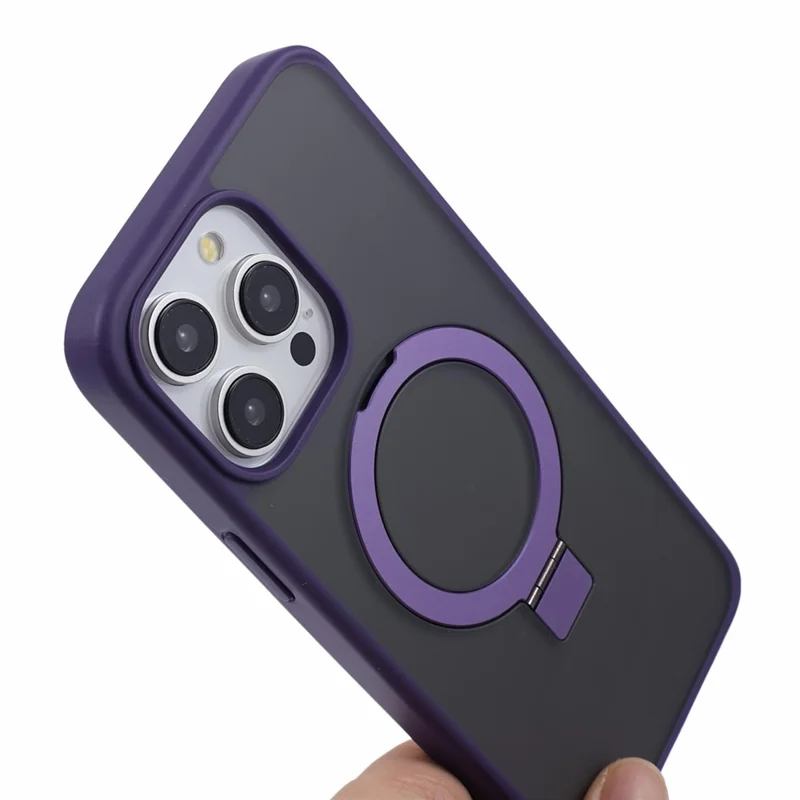 DFANS For iPhone 15 Pro Max Phone Case Magnetic Ring Kickstand Drop Protection Cover - Purple