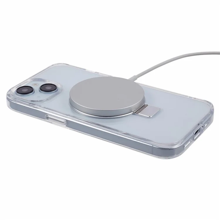 DFANS Pour iPhone 15 Étui de téléphone magnétique avec anneau de maintien et support - Transparent