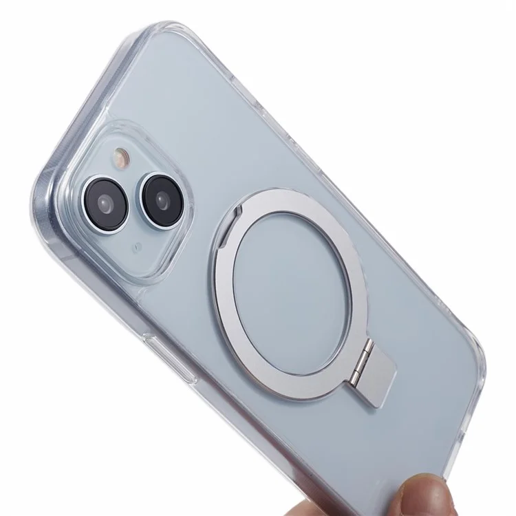 DFANS Pour iPhone 15 Étui de téléphone magnétique avec anneau de maintien et support - Transparent