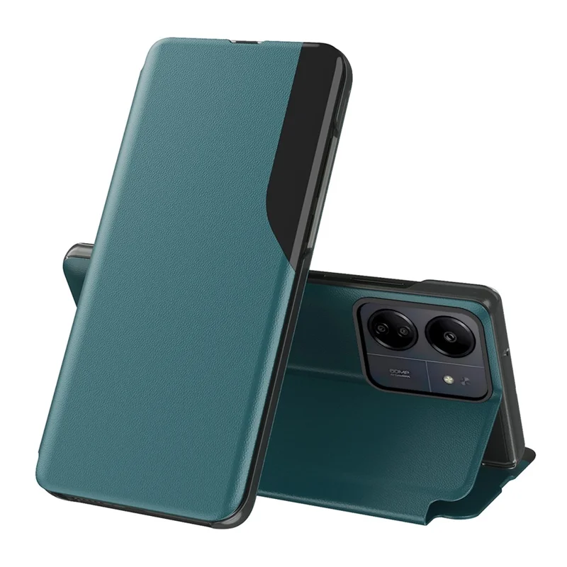 For Xiaomi Redmi 13C 4G / Poco C65 4G Phone Case Folio Flip PU Leather Stand Cover - Green