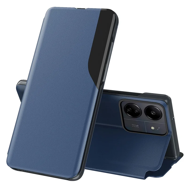 For Xiaomi Redmi 13C 4G / Poco C65 4G Phone Case Folio Flip PU Leather Stand Cover - Sapphire