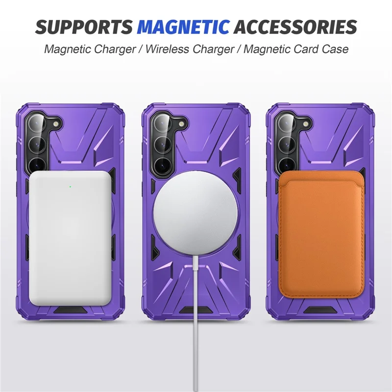 For Samsung Galaxy S25+ / S24+ Etui Magnetisk Anti-drop TPU+PC Telefonbeskyttelse - Lilla