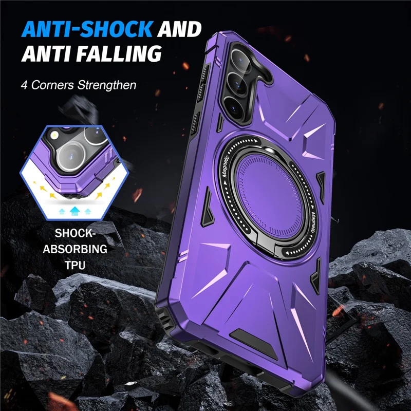 For Samsung Galaxy S25+ / S24+ Etui Magnetisk Anti-drop TPU+PC Telefonbeskyttelse - Lilla