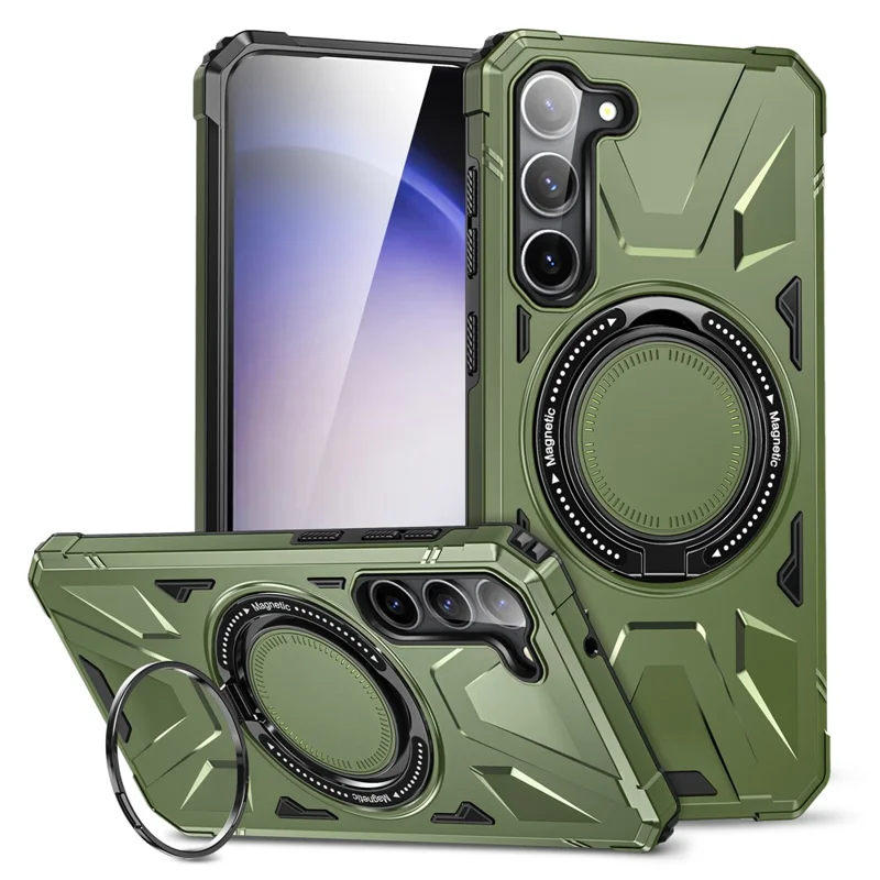 For Samsung Galaxy S25+ / S24+ Case Magnetic Anti-Drop TPU+PC Phone Protector - Dark Green
