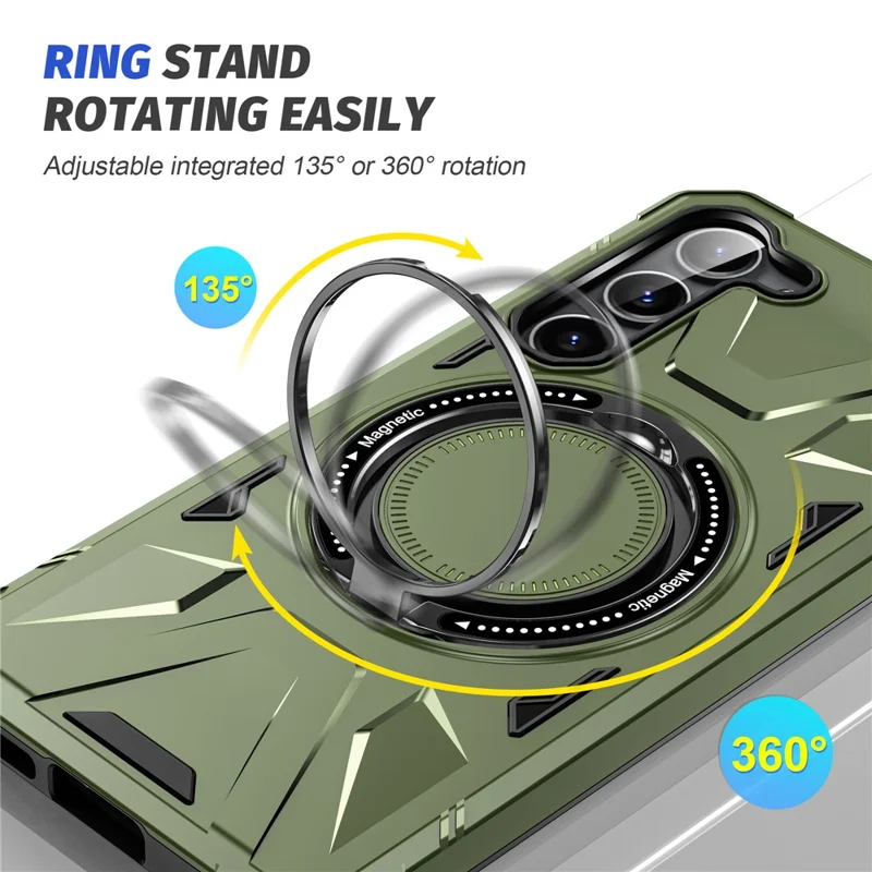 For Samsung Galaxy S25+ / S24+ Case Magnetic Anti-Drop TPU+PC Phone Protector - Dark Green