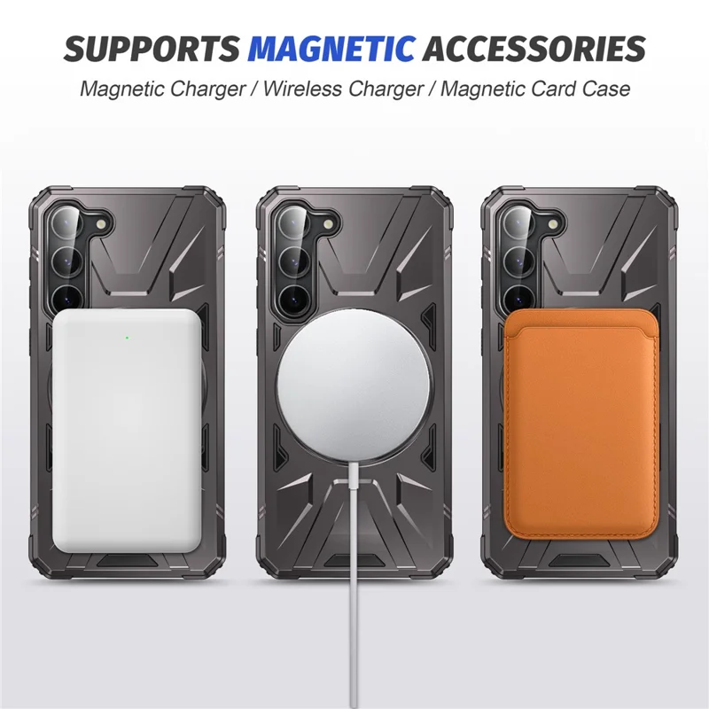 For Samsung Galaxy S25+ / S24+ Case Magnetic Anti-Drop TPU+PC Phone Protector - Grey