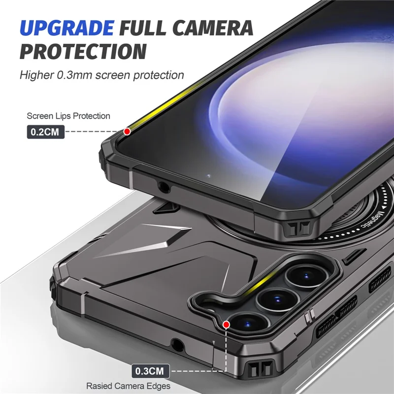 For Samsung Galaxy S25+ / S24+ Case Magnetic Anti-Drop TPU+PC Phone Protector - Grey