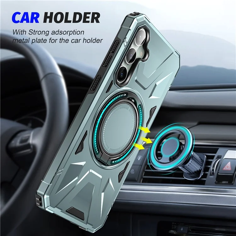 For Samsung Galaxy A15 5G Case Shock Absorbing TPU+PC Magnetic Smart Phone Cover - Green