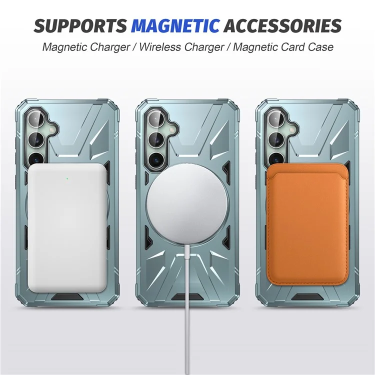 For Samsung Galaxy A15 5G Case Shock Absorbing TPU+PC Magnetic Smart Phone Cover - Green