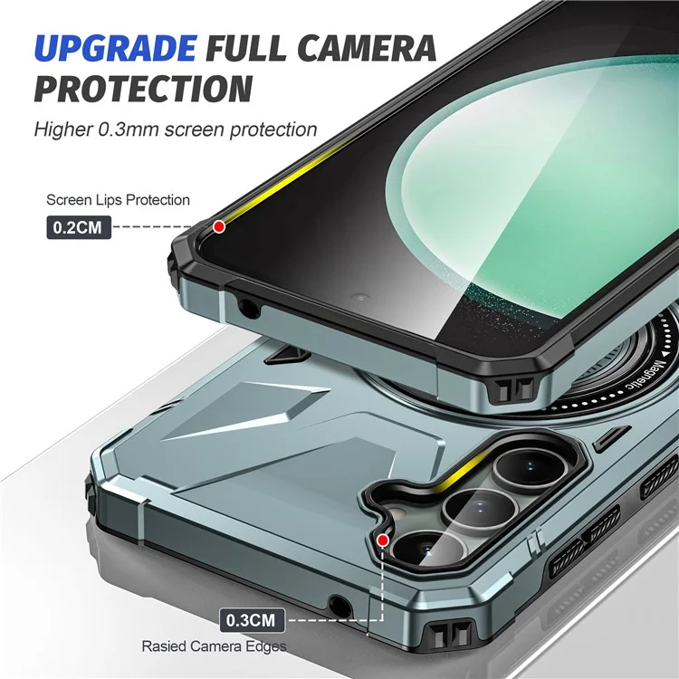 For Samsung Galaxy A15 5G Case Shock Absorbing TPU+PC Magnetic Smart Phone Cover - Green