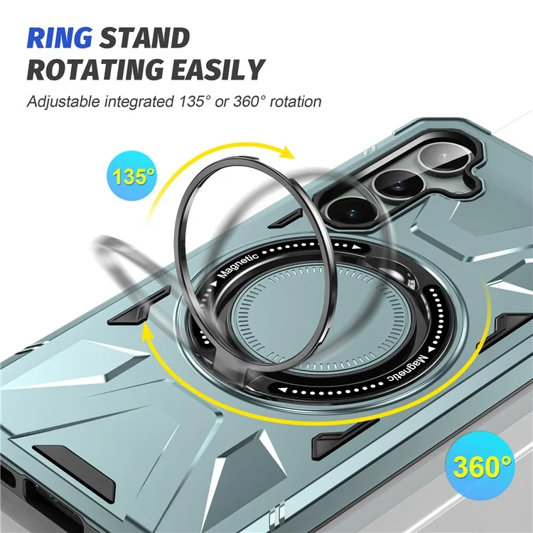 For Samsung Galaxy A15 5G Case Shock Absorbing TPU+PC Magnetic Smart Phone Cover - Green