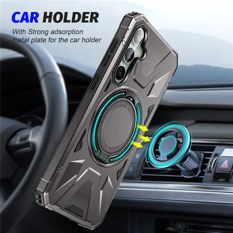 For Samsung Galaxy A15 5G Case Shock Absorbing TPU+PC Magnetic Smart Phone Cover - Grey