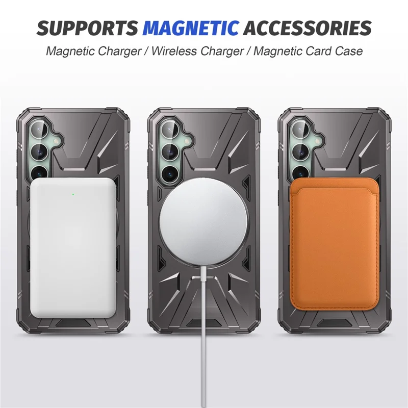 For Samsung Galaxy A15 5G Case Shock Absorbing TPU+PC Magnetic Smart Phone Cover - Grey