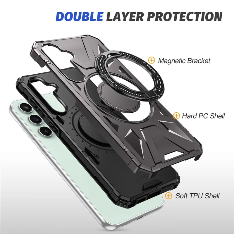 For Samsung Galaxy A15 5G Case Shock Absorbing TPU+PC Magnetic Smart Phone Cover - Grey