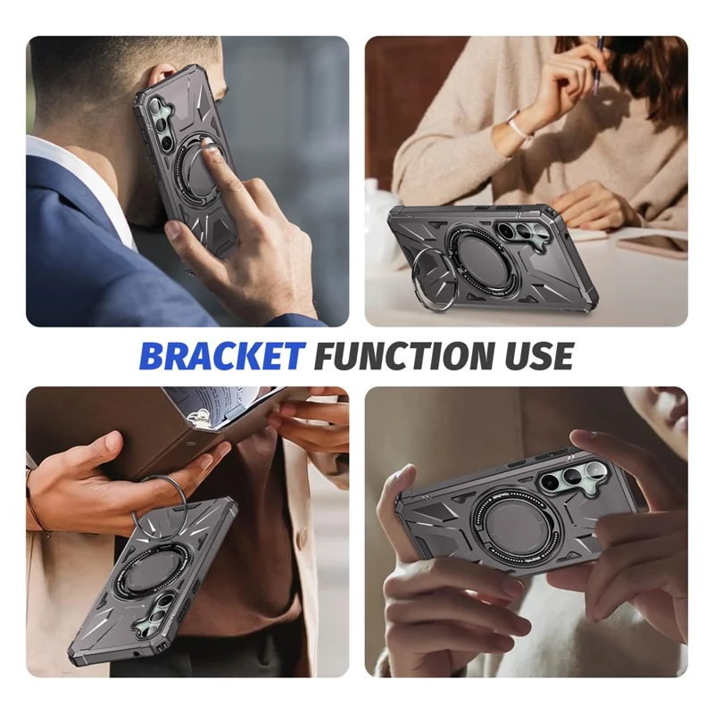For Samsung Galaxy A15 5G Case Shock Absorbing TPU+PC Magnetic Smart Phone Cover - Grey