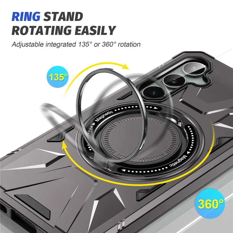 For Samsung Galaxy A15 5G Case Shock Absorbing TPU+PC Magnetic Smart Phone Cover - Grey