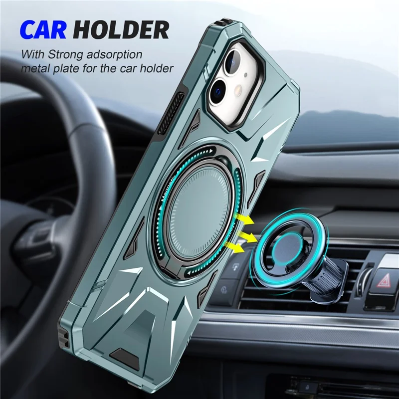 Obudowa na iPhone'a 11 Antywypadkowa obudowa z podpórką TPU+PC i magnesem - Zielony