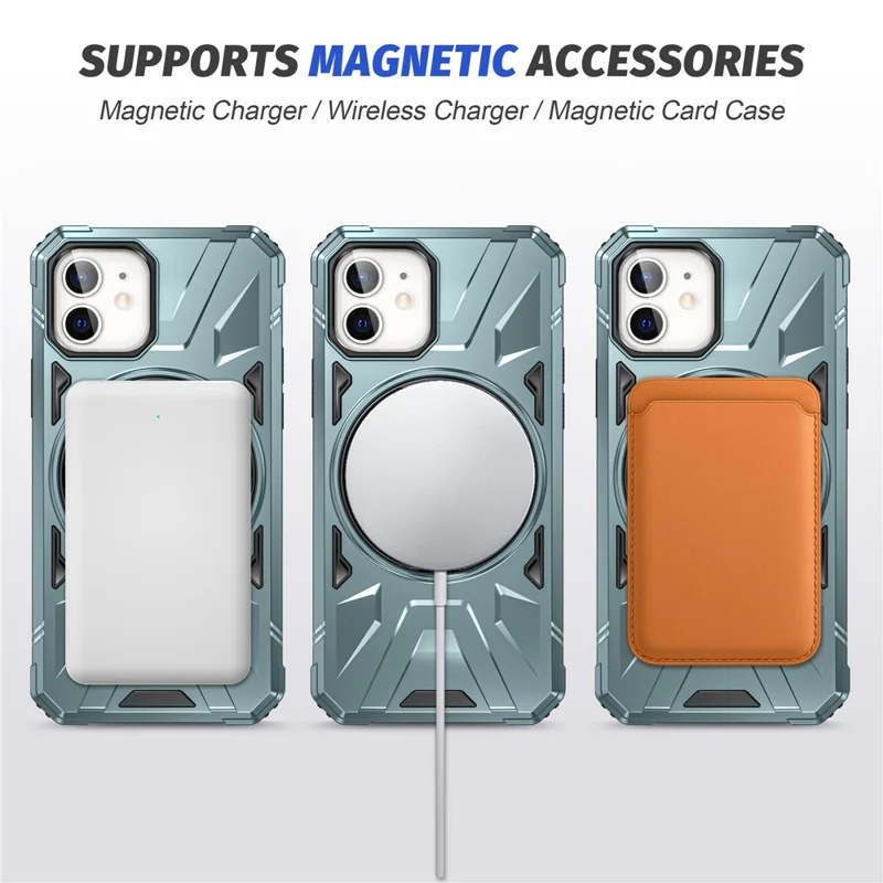 Obudowa na iPhone'a 11 Antywypadkowa obudowa z podpórką TPU+PC i magnesem - Zielony