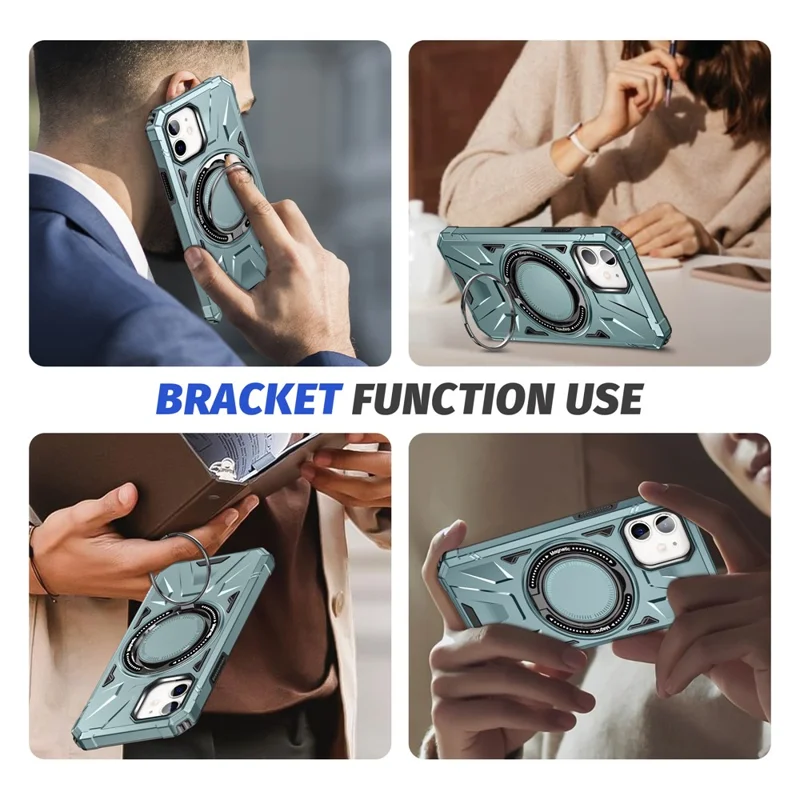 Obudowa na iPhone'a 11 Antywypadkowa obudowa z podpórką TPU+PC i magnesem - Zielony