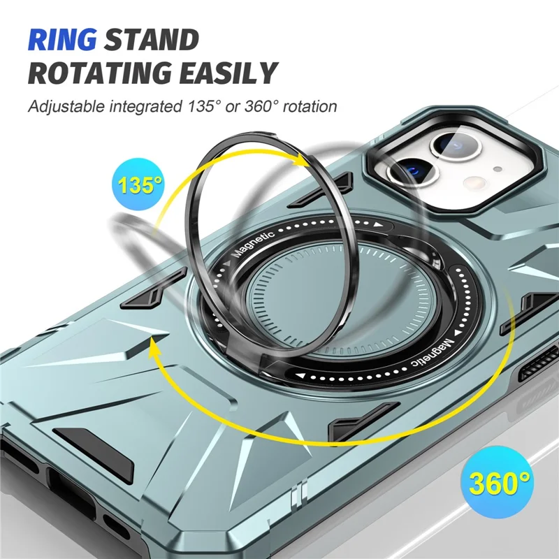 Obudowa na iPhone'a 11 Antywypadkowa obudowa z podpórką TPU+PC i magnesem - Zielony