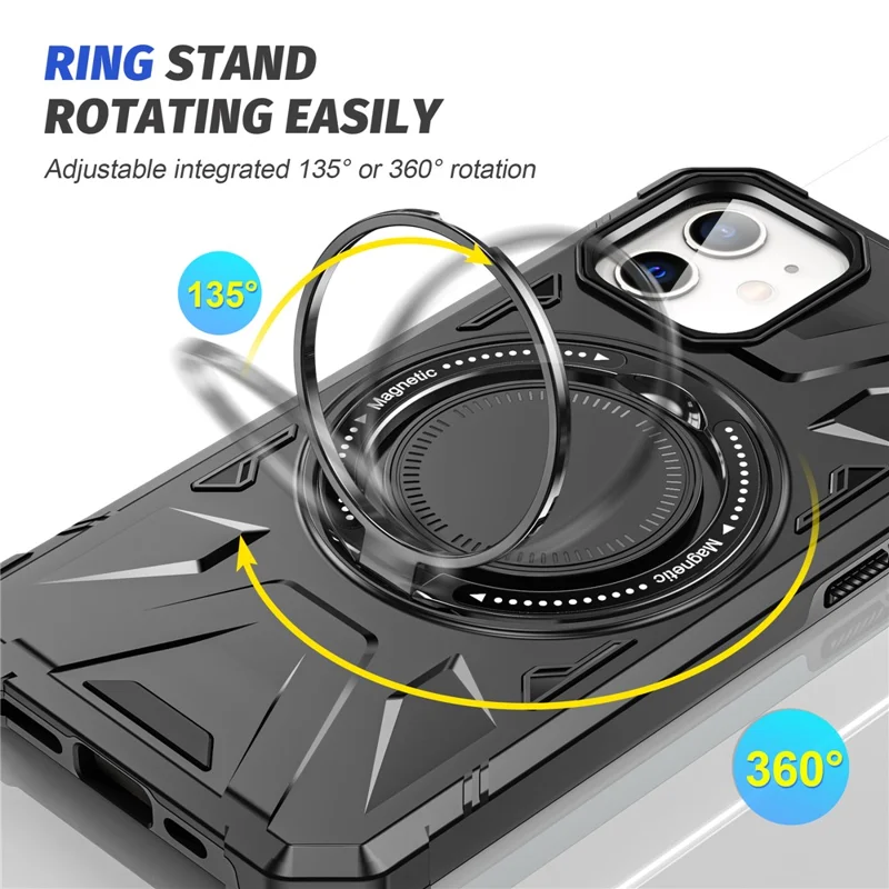 For iPhone 11 Case Anti-fall TPU+PC Kickstand Magnetic Mobile Phone Shell - Black