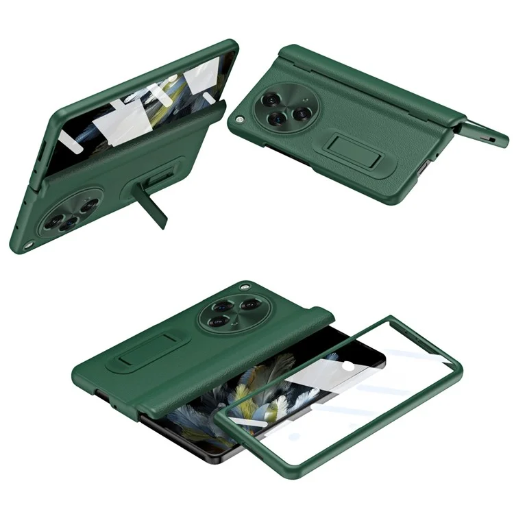 Pour OnePlus Open / Oppo Find N3 5G Étui avec support Coque de téléphone Film en verre trempé - Vert