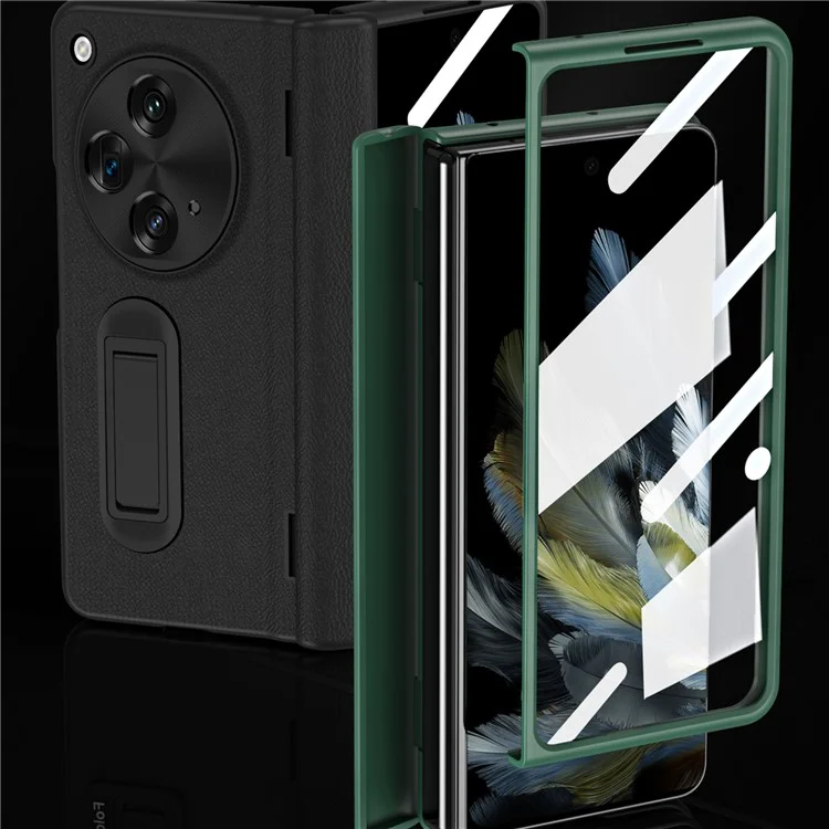 Pour OnePlus Open / Oppo Find N3 5G Étui avec support Coque de téléphone Film en verre trempé - Vert