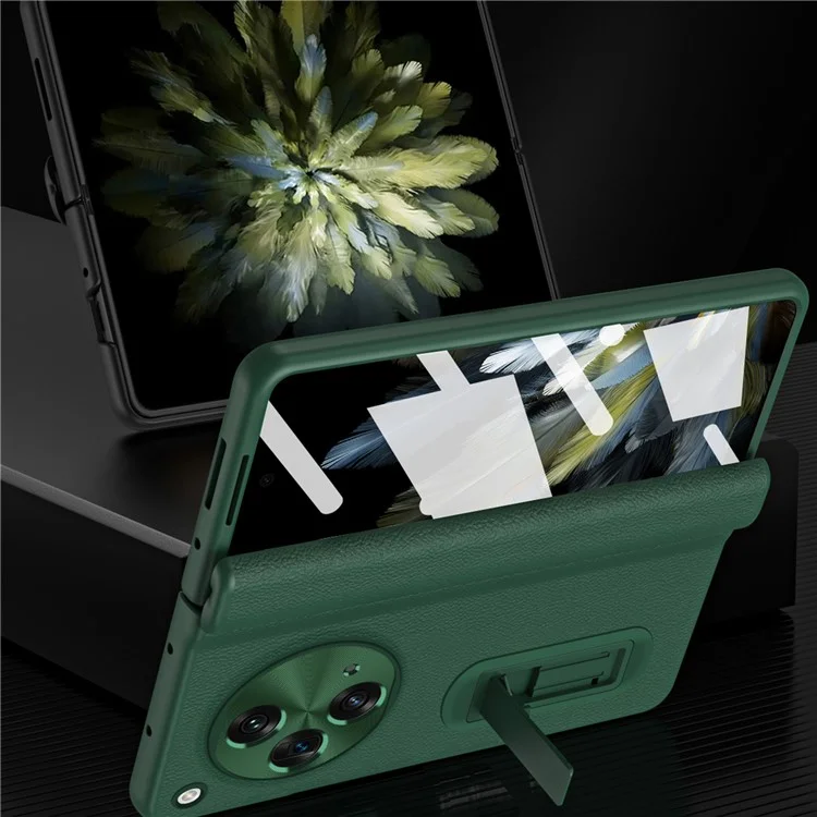 Pour OnePlus Open / Oppo Find N3 5G Étui avec support Coque de téléphone Film en verre trempé - Vert