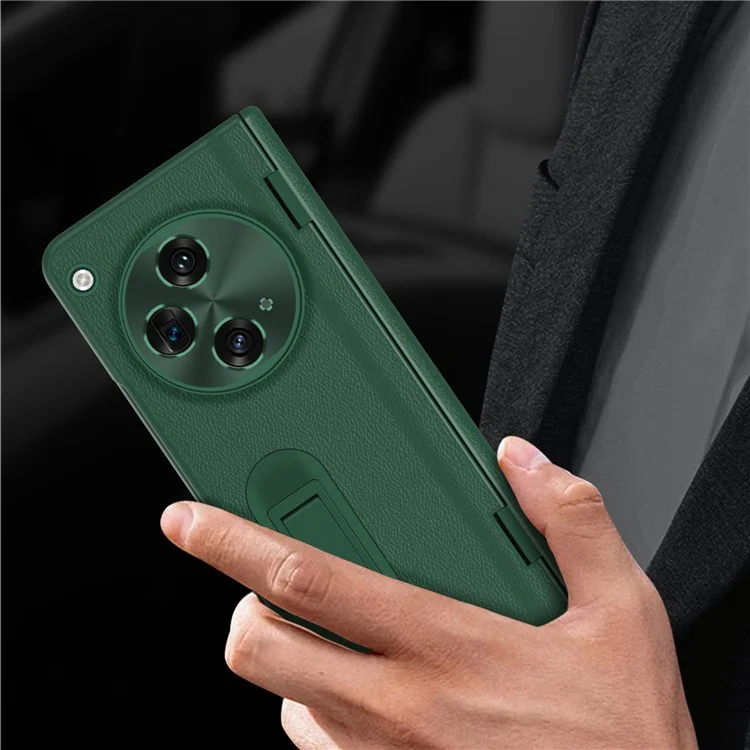 Pour OnePlus Open / Oppo Find N3 5G Étui avec support Coque de téléphone Film en verre trempé - Vert