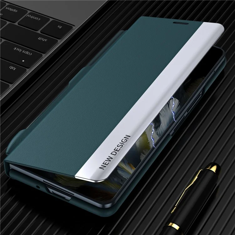 Para el OnePlus Open / Oppo Find N3 5G, funda de teléfono con electrochapado y soporte para bolígrafo - Verde