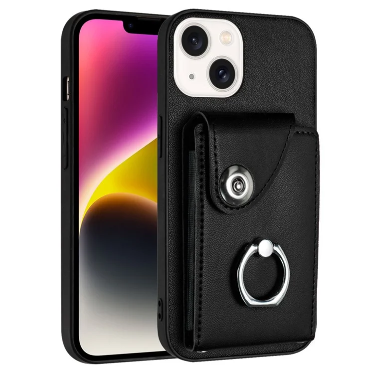 Кожаные Покрытия YB Series-7 Для Iphone 13 Mini Kickstend Case Несколько Карт. - Черный