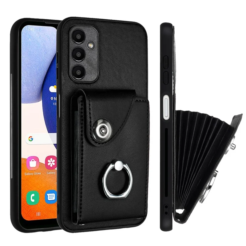YB Leather Coating Series-7 para Samsung Galaxy A15 5G Capa Rotativa com Suporte - Preto