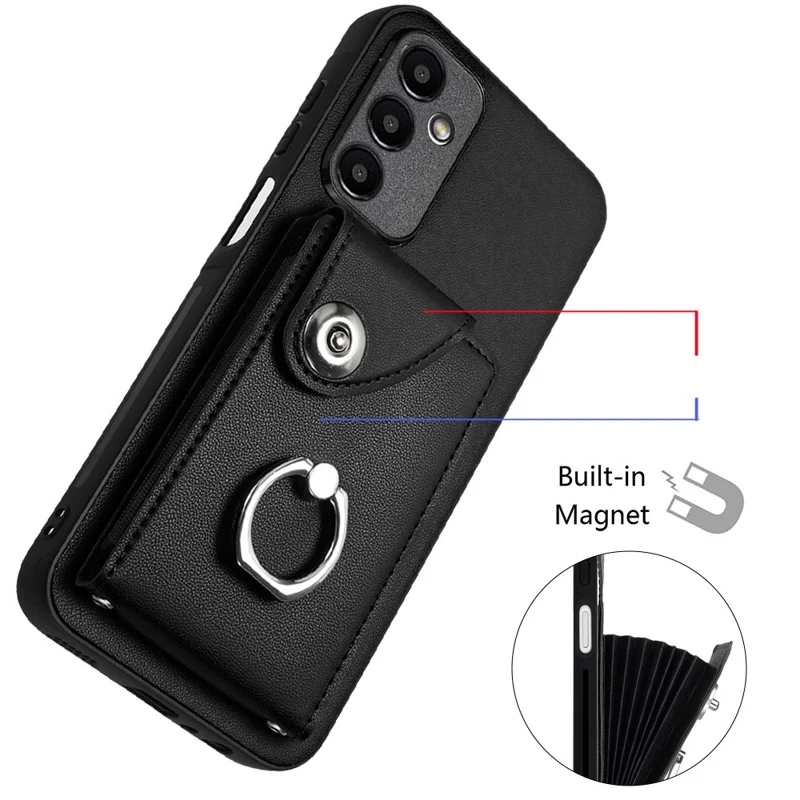 YB Leather Coating Series-7 para Samsung Galaxy A15 5G Capa Rotativa com Suporte - Preto