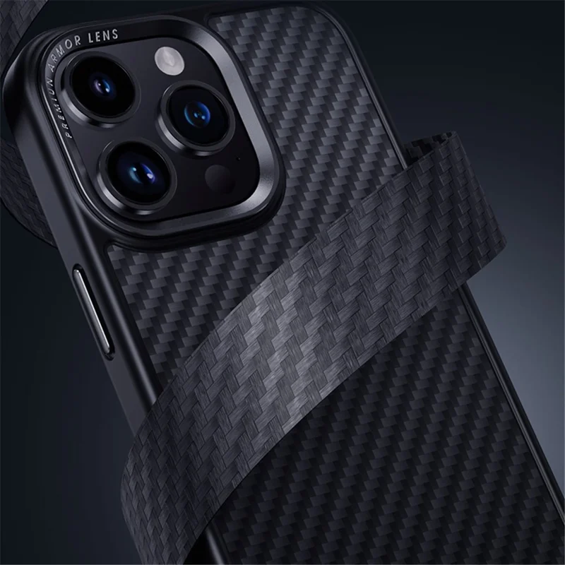 Aramid Fiber Shell for iPhone 15 Pro Case Carbon Fiber Texture Phone Cover Compatible with MagSafe