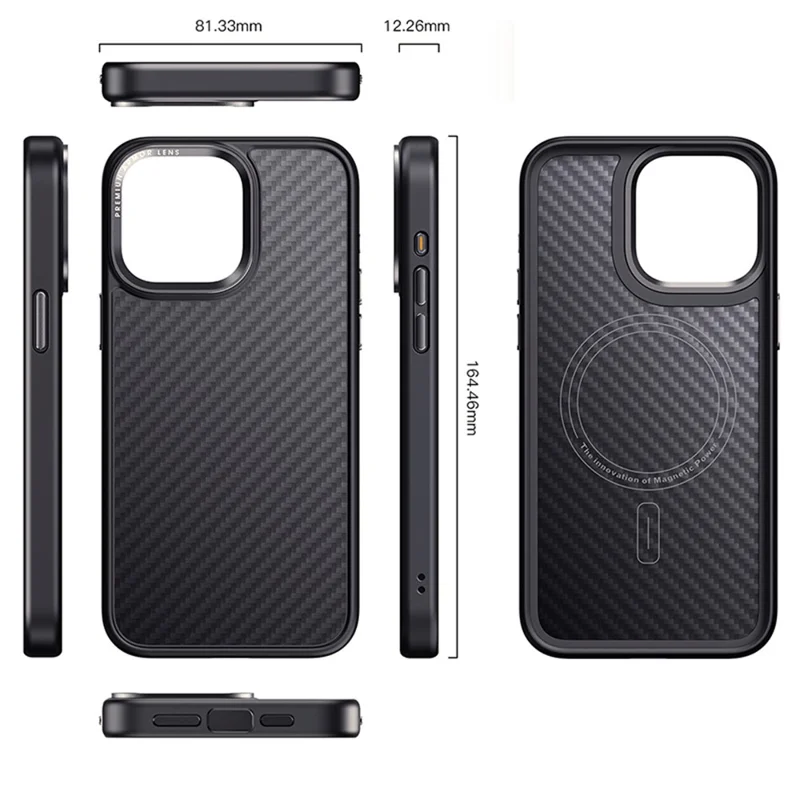 Aramid Fiber Shell for iPhone 15 Pro Case Carbon Fiber Texture Phone Cover Compatible with MagSafe
