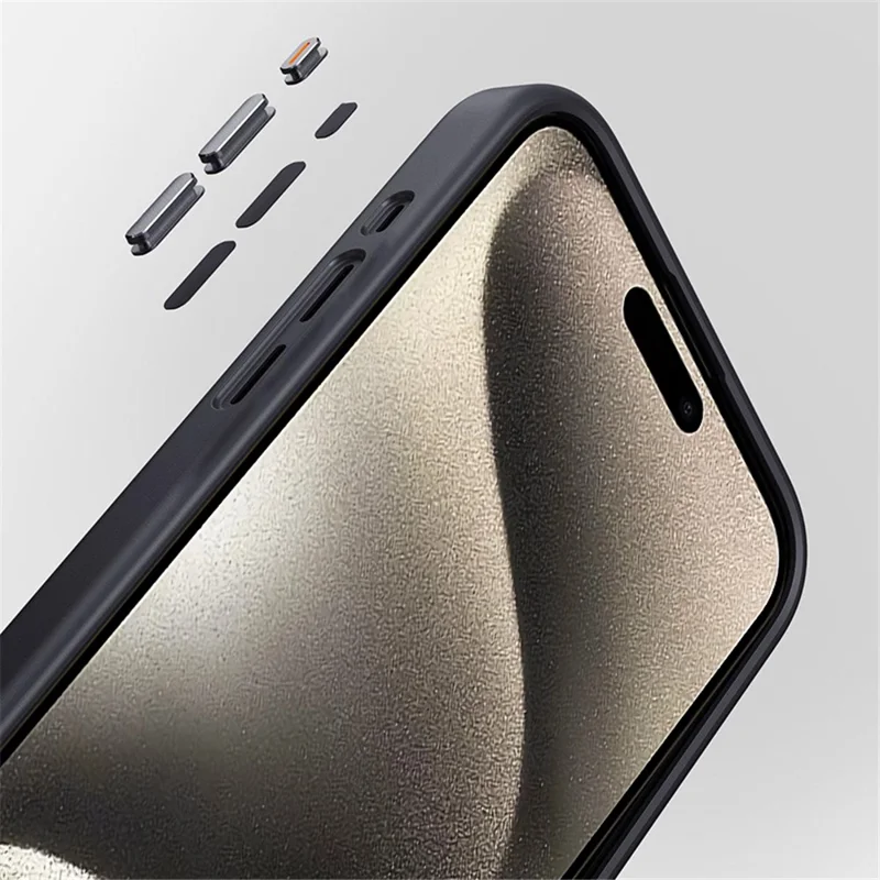 For iPhone 15 Pro Max Cell Phone Case Precise Lens Cutout TPU+PC Anti-drop Back Cover - Black